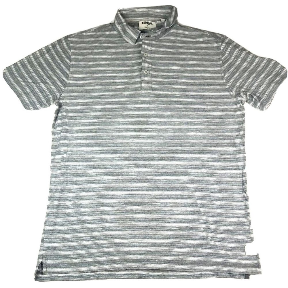 LINKSOUL‎ Mens Tempus Fugit Golf Polo Shirt Gray Blue White Size Medium M